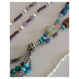 Handmade Beaded Necklaces & Earrings Set - Some Carved
