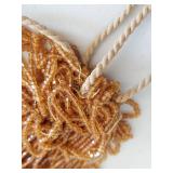 Handcrafted Amber Glass Beaded Drawstring Bag / Tassel