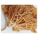 Handcrafted Amber Glass Beaded Drawstring Bag / Tassel