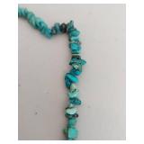 Mixed Stone Beaded Necklace and Bracelet Set - Sterling Silver and Turquoise