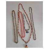 Collection of Five Unique Beaded Stone Necklaces