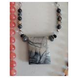 Collection of Five Unique Beaded Stone Necklaces