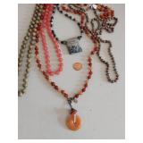 Collection of Five Unique Beaded Stone Necklaces