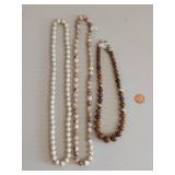 Elegant Beaded Necklace Set incl. Desert Rose Trading Sterling - White, Brown, Marbled