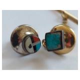 Native American Inlay Gemstone Tie Tacks Set