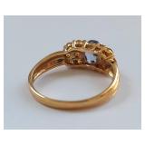 14k Gold Ring with Citrine and Tanzanite Stones