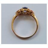 14k Gold Ring with Citrine and Tanzanite Stones