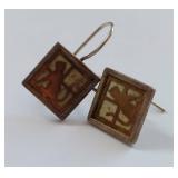 Cat Window Silhouette Sterling Silver & 14K Gold Artisan Earrings