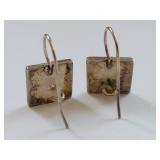 Cat Window Silhouette Sterling Silver & 14K Gold Artisan Earrings