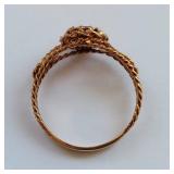 10K Gold Garnet Ring Twisted Band Design