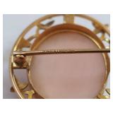 Vintage 10K Gold Cameo Brooch w/ Seed Pearls by Marathon
