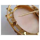 Vintage 10K Gold Cameo Brooch w/ Seed Pearls by Marathon