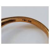 T&C 10K Gold Emerald & White Beryl Ring Vintage Style, Missing Stone