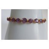 14k Gold Amethyst Tennis Bracelet Elegant Design