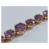 14k Gold Amethyst Tennis Bracelet Elegant Design