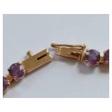14k Gold Amethyst Tennis Bracelet Elegant Design