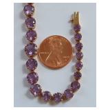 14k Gold Amethyst Tennis Bracelet Elegant Design