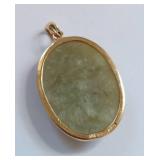 Sanuk 14K Gold Pendant with Nephrite Jade Gemstone 10.3 Grams