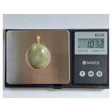 Sanuk 14K Gold Pendant with Nephrite Jade Gemstone 10.3 Grams
