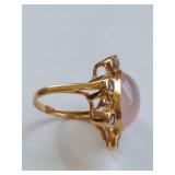 10K Gold Ring with Rose quartz & Amethyst Gemstones