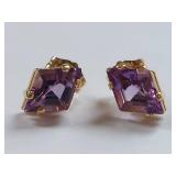 Elegant 14k Gold Amethyst Gemstone Earrings