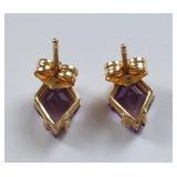 Elegant 14k Gold Amethyst Gemstone Earrings