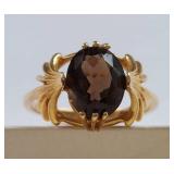 10K Gold Smoky Quartz Ring Elegant Design Gemstone