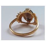 10K Gold Smoky Quartz Ring Elegant Design Gemstone