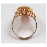 14K Gold Cameo Ring Elegant Vintage Jewelry Piece