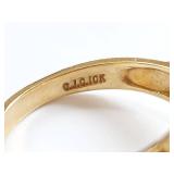 10K Gold Ring with Garnet Gemstones and Intricate Filigree