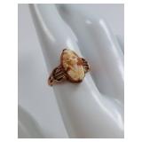 10K Gold Cameo Ring with Maltese Cross Hallmark