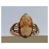 10K Gold Cameo Ring with Maltese Cross Hallmark