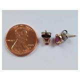 14K Gold Earrings with Oval Ruby Gemstones