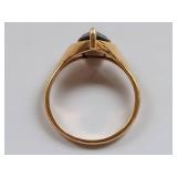 Elegant 14K Gold Ring with Pear Shaped Black Onyx Gemstone Size 10.25