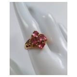 Elegant 10k Gold Ring with Pink Tourmaline Gemstones