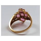 Elegant 10k Gold Ring with Pink Tourmaline Gemstones