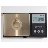 Elegant 10k Gold Ring with Pink Tourmaline Gemstones