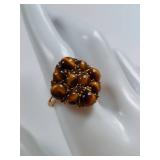 10K Gold Tiger Eye Ring Intricate Gemstone Design