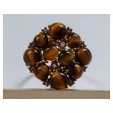 10K Gold Tiger Eye Ring Intricate Gemstone Design