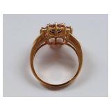 Vintage Style 10K Gold Ring with Iolite & Pink Tourmaline Gemstones