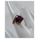 10K Gold Ring with Amethyst Gemstone