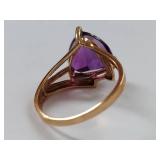 10K Gold Ring with Amethyst Gemstone