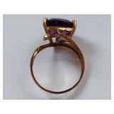 10K Gold Ring with Amethyst Gemstone