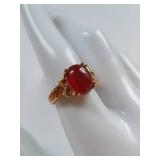 10K Gold Ring with Carnelian Gemstone