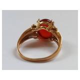 10K Gold Ring with Carnelian Gemstone