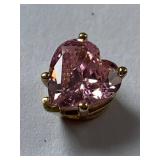 14k Gold Pink Cubic Zirconia Heart Pendant