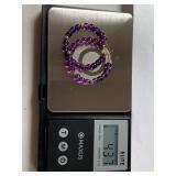 14K Gold Amethyst Bead Hoop Earrings