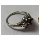 Art Deco 14K White Gold and a 10k/14k Multitone Gold Ring - Missing Stones