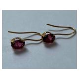14k Gold Garnet Earrings with Hook Backing