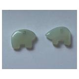 Jade Bear Charms Set of 2 Elegant Pendants